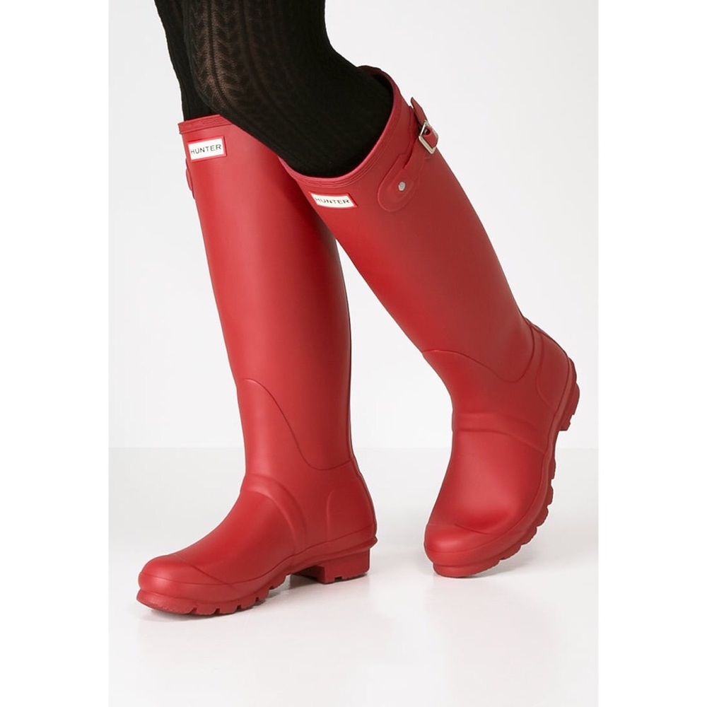 NEW. MATTE RED HUNTER BOOTS.